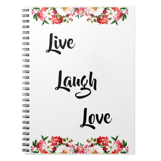 Carnet Floral "Live, Laugh, Love" Élégant (Devant)