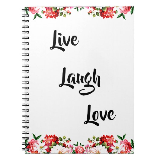 Carnet Floral "Live, Laugh, Love" Élégant (Devant)