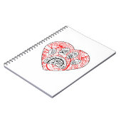 Carnet Floral Mandala Chien Empreinte de patte Coeur roug (Côté gauche)