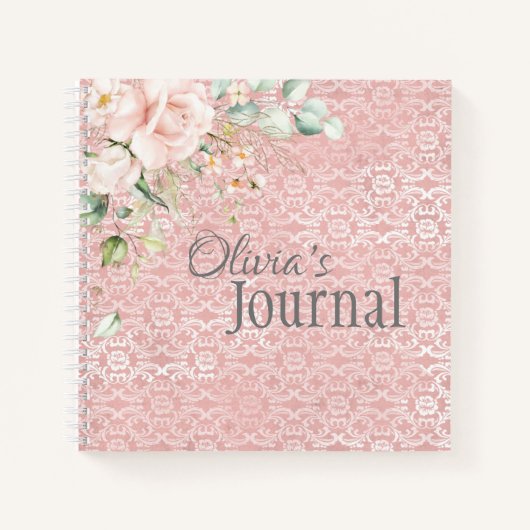 Carnet Floral métallique rose (Devant)