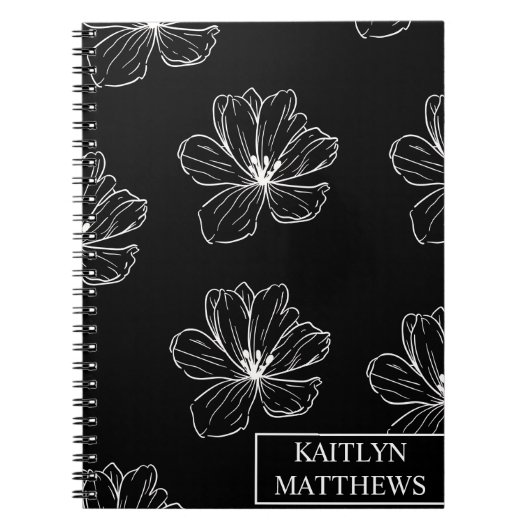 Carnet floral minimaliste personnalisé avec nom (Devant)