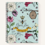 Carnet Floral Mint Best Maman Ever Queen Bee (Devant)