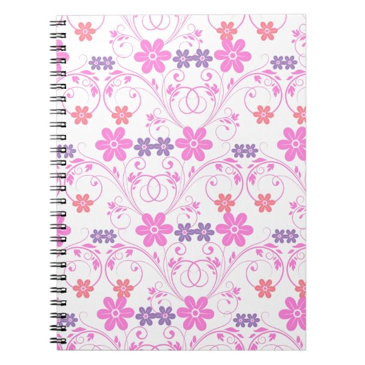 Carnet Floral moderne violet rose (Devant)