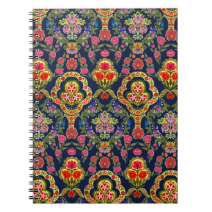 Carnet Floral moghole ethnique : Motif bleu sans voile