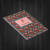 Carnet Floral Monogram Pink Blue William Morris Style