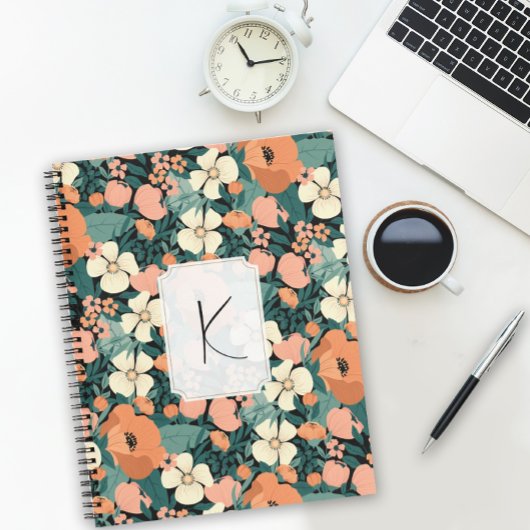 Carnet Floral monogramme personnalisé