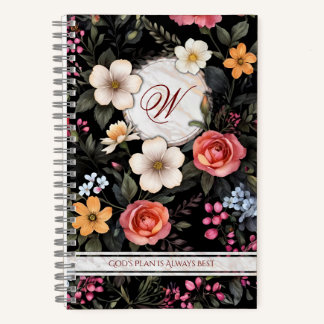 Carnet Floral monogramme personnalisé
