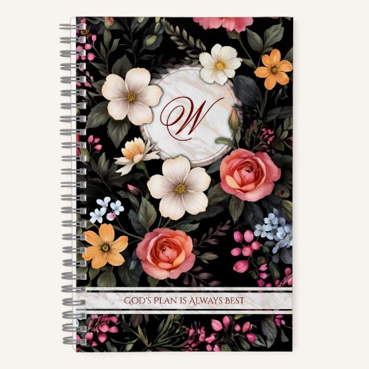 Carnet Floral monogramme personnalisé (Recto)