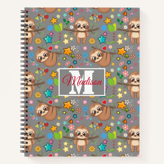 Carnet Floral mou Motif | Monogramme moderne (Devant)