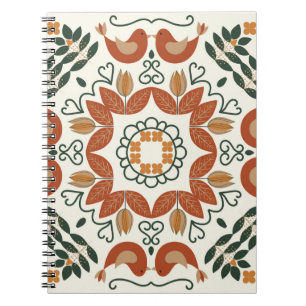 Carnet Floral naturel abstrait motif géométrique sur blan