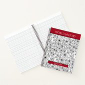 Carnet Floral Noir Blanc Rouge Nom de l'école Objet (Intérieur)