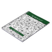 Carnet Floral Noir Blanc Vert Nom École Sujet (Côté gauche)