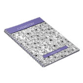 Carnet Floral Noir Blanc Violet Nom de l'école Sujet (Côté Droit)