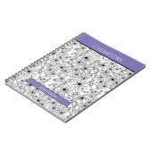 Carnet Floral Noir Blanc Violet Nom de l'école Sujet (Côté gauche)