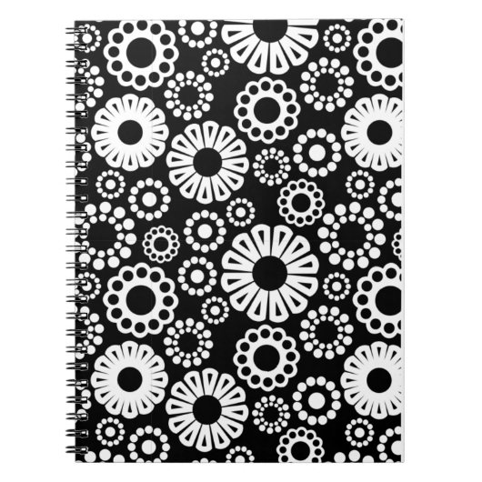 Carnet floral noir et blanc (Devant)