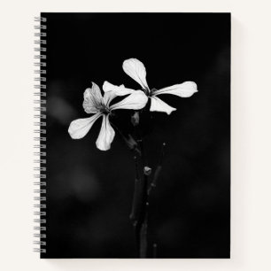 Carnet floral noir et blanc minimaliste