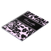 Carnet floral noir et rose nommé fait sur commande (Côté gauche)