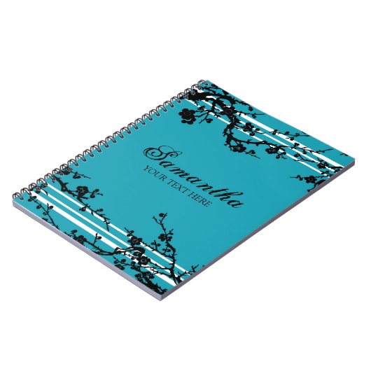 Carnet floral nommé fait sur commande de noir et (Côté gauche)
