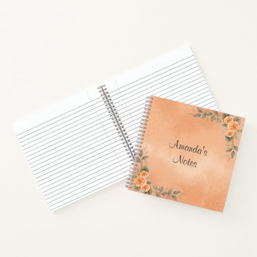 Carnet Floral Notebook in Shades of Peach and Sage (Intérieur)