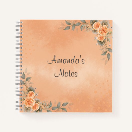 Carnet Floral Notebook in Shades of Peach and Sage (Devant)