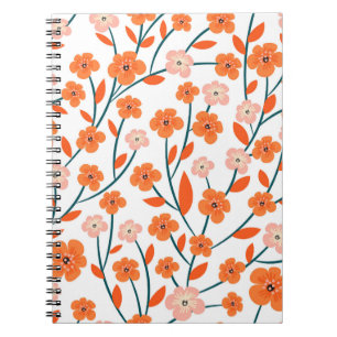 Carnet Floral Orange Pastel Blanc sans couture