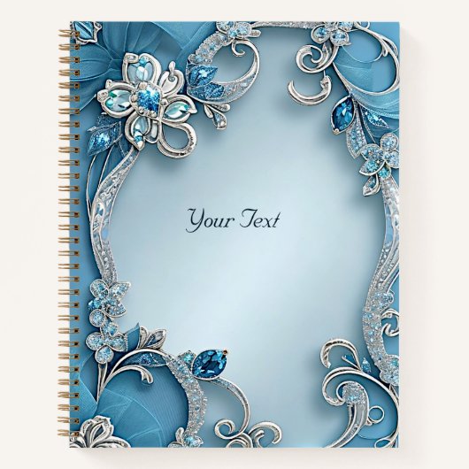 Carnet floral orné bleu (Devant)