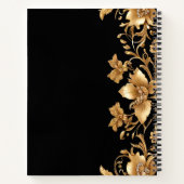 Carnet floral orné noir or (Dos)