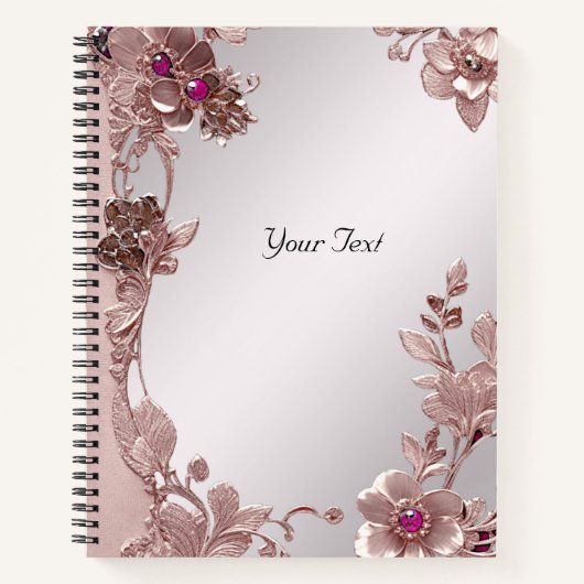 Carnet floral orné rose (Devant)