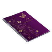 Carnet floral personnalisé de papillon pourpre (Côté Droit)