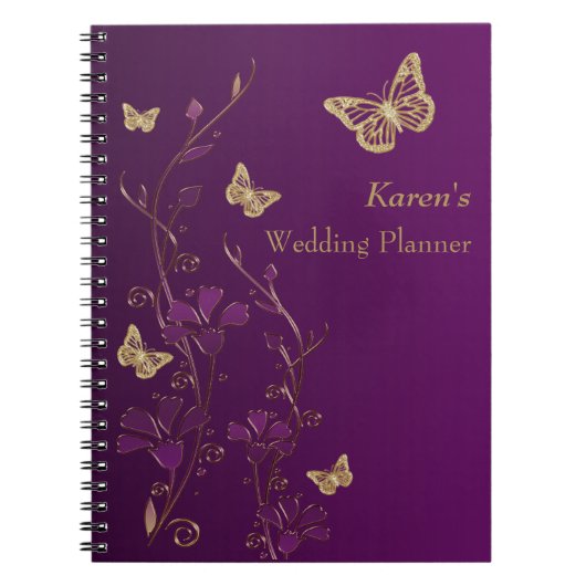 Carnet floral personnalisé de papillon pourpre (Devant)