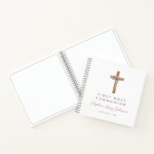 Carnet Floral Pink Cross Girl First Communion Guestbook (Intérieur)