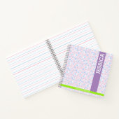 Carnet Floral pourpre Nom personnalisé & Monogramme (Intérieur)