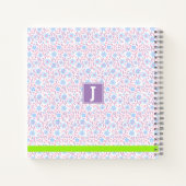 Carnet Floral pourpre Nom personnalisé & Monogramme (Dos)