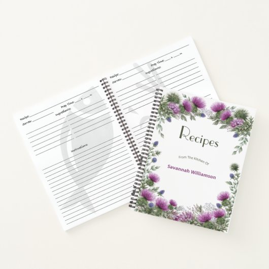 Carnet Floral Purple Thistle Elegant Frame Recipe  (Intérieur)