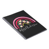 Carnet Floral rose arc-en-ciel Cadeau personnalisé enseig (Côté Droit)