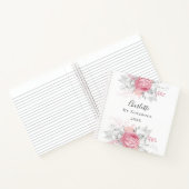 Carnet Floral rose argent feuillage blanc nom (Intérieur)