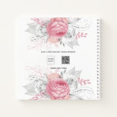 Carnet Floral rose argent feuillage blanc nom (Dos)