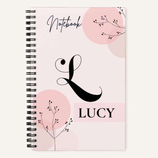 Carnet floral rose avec L initial (Recto)