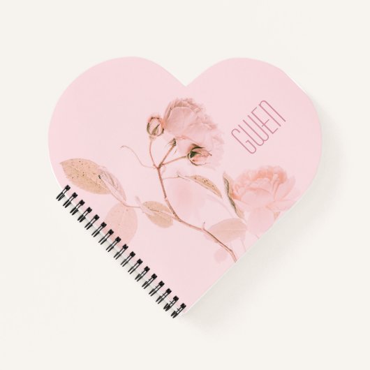 Carnet Floral rose doux Personnalisé (Devant)