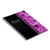 Carnet floral rose et noir nommé fait sur commande (Côté Droit)
