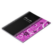 Carnet floral rose et noir nommé fait sur commande (Côté gauche)