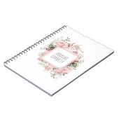 Carnet Floral rose féminine avec votre nom (Côté gauche)