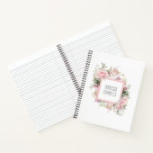 Carnet Floral rose féminine avec votre nom (Intérieur)