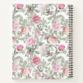 Carnet Floral rose féminine avec votre nom (Dos)