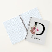 Carnet Floral rose moderne D initial (Intérieur)