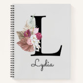 Carnet Floral rose monogramme initial L (Devant)