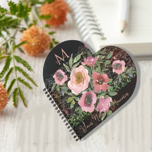 Carnet Floral rose Noir Carcoeur