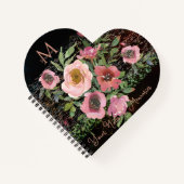 Carnet Floral rose Noir Carcoeur (Devant)