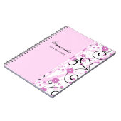 Carnet floral rose nommé fait sur commande (Côté gauche)