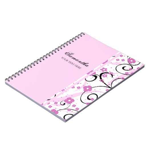 Carnet floral rose nommé fait sur commande (Côté gauche)